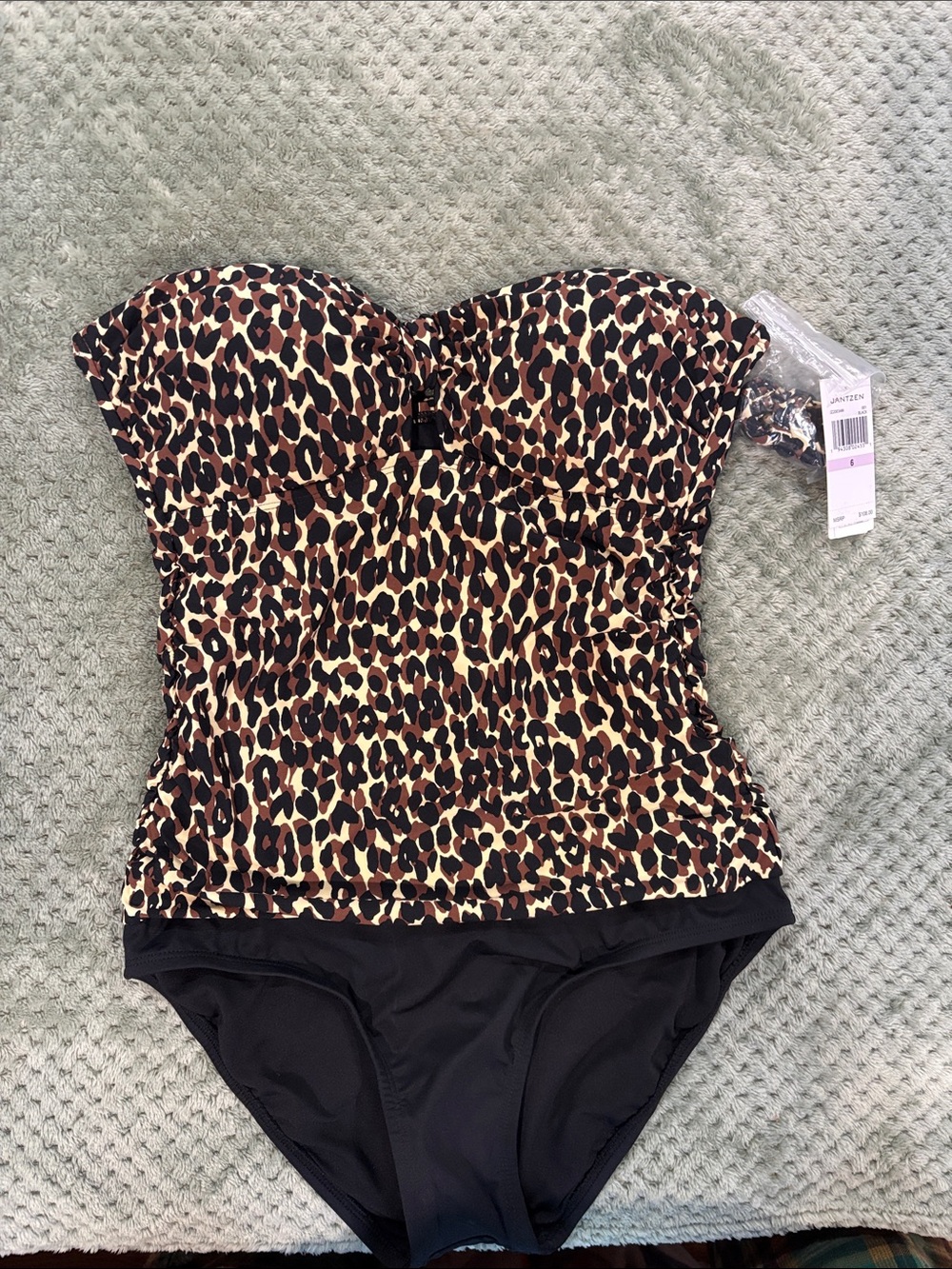 Jantzen Leopard-Print Tank One-Piece with Black Bottom
